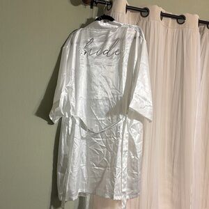 White Satin Bridal Robe